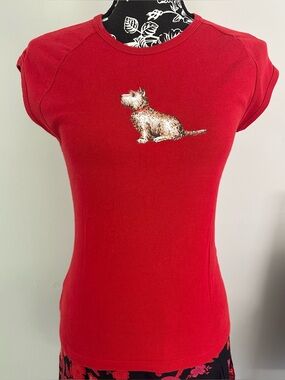 Vintage Esprit terrier dog red t-shirt